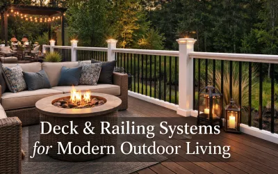 deck and railing systems, outdoor deck railing, TimberTech Radiance Rail, modern deck design, deck railing with lighting, outdoor living space, backyard deck, patio railing, modern outdoor living