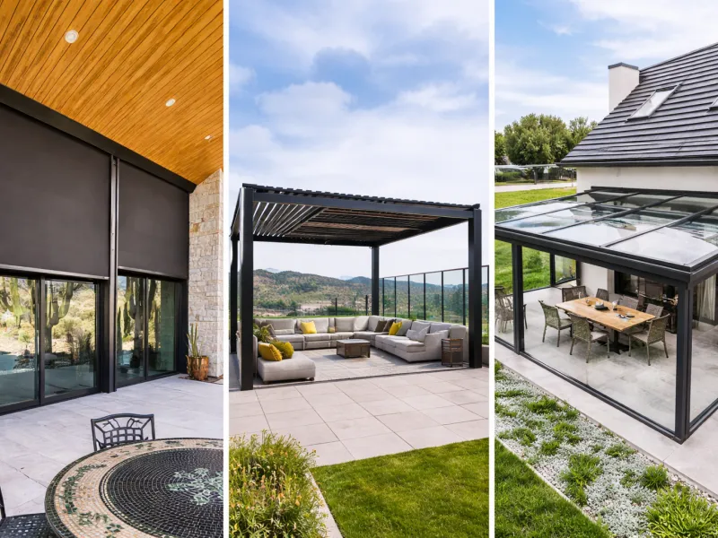 outdoor shading systems, solar screens for patios, retractable skyshades system, glass pergola outdoor, modern pergola shading, outdoor terrace shade, patio pergola system, exterior shading products