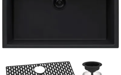 Ruvati epiGranite 30 x 18 inch Granite Composite Undermount Single Bowl Kitchen Sink – Midnight Black