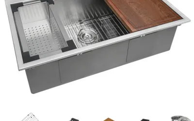 Ruvati Siena 33 x 22 inch Workstation Ledge Drop-in 16 Gauge Rounded Corners Stainless Steel Kitchen Sink Single Bowl