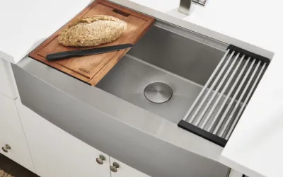 Ruvati Verona 33-inch Apron-front Workstation Farmhouse Kitchen Sink 16 Gauge Stainless Steel Single Bowl