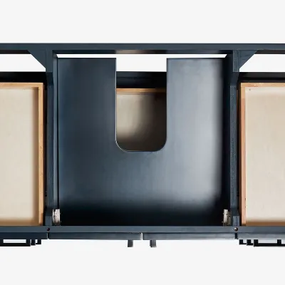 Ariel kelly 61 inch double oval sink bathroom vanity with italian carrara marble countertop 1.5 inch edge in midnight