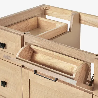 Ariel monroe 43 inch single oval sink bathroom vanity with italian carrara white marble countertop 1.5 inch edge in oak