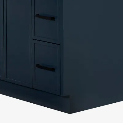 Ariel kelly 61 inch double oval sink bathroom vanity with italian carrara marble countertop 1.5 inch edge in midnight