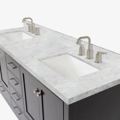 Ariel cambridge 73 in. double sink bathroom vanity with italian carrara white marble 1.5 in edge in espresso