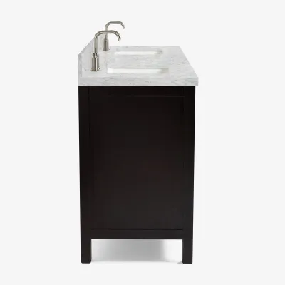 Ariel cambridge 73 in. double sink bathroom vanity with italian carrara white marble 1.5 in edge in espresso