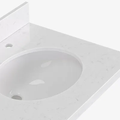 Ariel hepburn 60 inch double oval sink bathroom vanity with carrara white quartz countertop 1.5 inch edge in oak