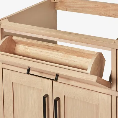 Ariel hepburn 60 inch double oval sink bathroom vanity with carrara white quartz countertop 1.5 inch edge in oak