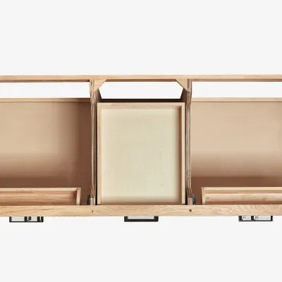 Ariel hepburn 60 inch double oval sink bathroom vanity with carrara white quartz countertop 1.5 inch edge in oak