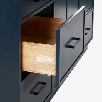 Ariel kelly 61 inch double oval sink bathroom vanity with italian carrara marble countertop 1.5 inch edge in midnight