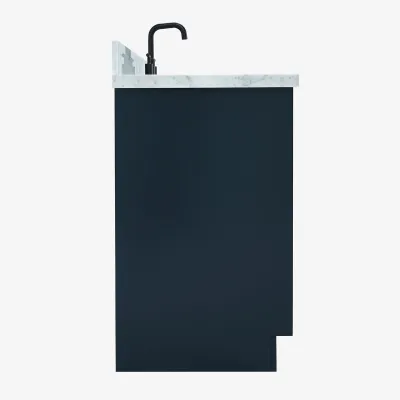 Ariel kelly 61 inch double oval sink bathroom vanity with italian carrara marble countertop 1.5 inch edge in midnight