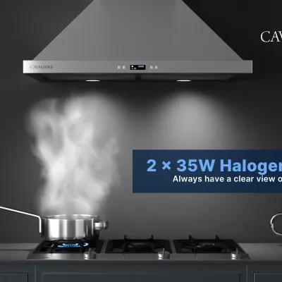 Cavaliere 6 speed digital wall mount range hood 30 inch with premium 201 stainless steel & ducted/ductless convertible