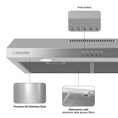 Cavaliere 30 inch digital under cabinet range hood ultra slim design & premium stainless steel