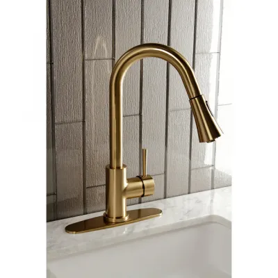 Kingston Concord LS8723DL Single-Handle Pull-Down Kitchen Faucet, Brushed Brass