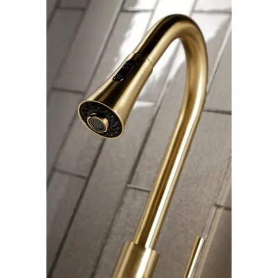 Kingston Concord LS8723DL Single-Handle Pull-Down Kitchen Faucet, Brushed Brass