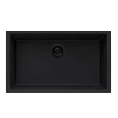 Ruvati epiGranite 30 x 18 inch Granite Composite Undermount Single Bowl Kitchen Sink – Midnight Black