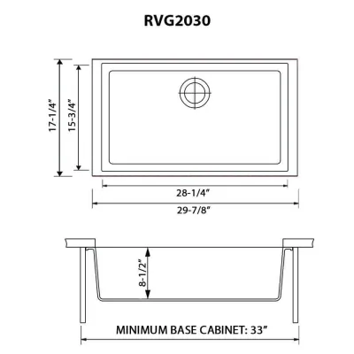 Ruvati epiGranite 30 x 18 inch Granite Composite Undermount Single Bowl Kitchen Sink – Midnight Black
