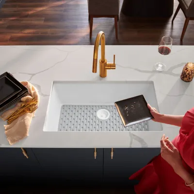 Ruvati epiGranite 30 x 18 inch Granite Composite Undermount Single Bowl Kitchen Sink – Arctic White