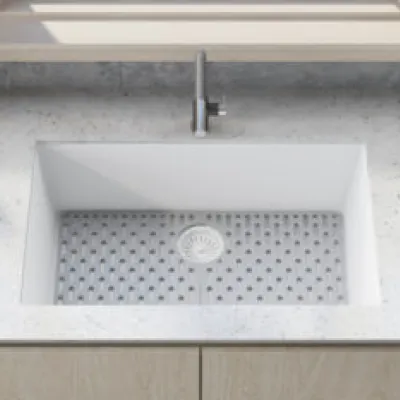 Ruvati epiGranite 30 x 18 inch Granite Composite Undermount Single Bowl Kitchen Sink – Arctic White