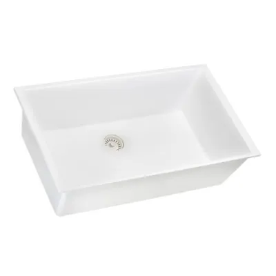 Ruvati epiGranite 30 x 18 inch Granite Composite Undermount Single Bowl Kitchen Sink – Arctic White