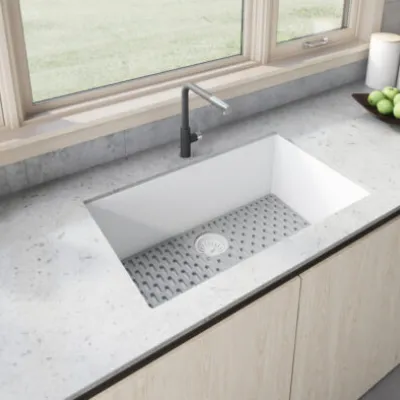 Ruvati epiGranite 30 x 18 inch Granite Composite Undermount Single Bowl Kitchen Sink – Arctic White