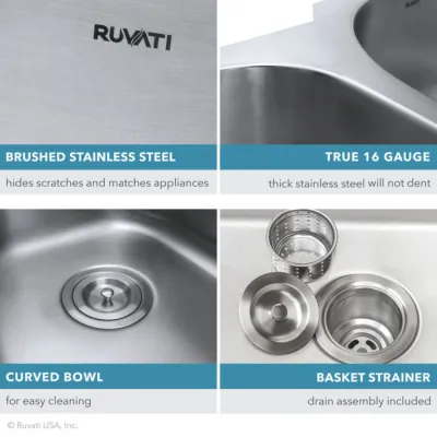 Ruvati Parmi 30-inch Undermount 16 Gauge Stainless Steel Kitchen Sink Single Bowl