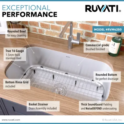 Ruvati Parmi 30-inch Undermount 16 Gauge Stainless Steel Kitchen Sink Single Bowl