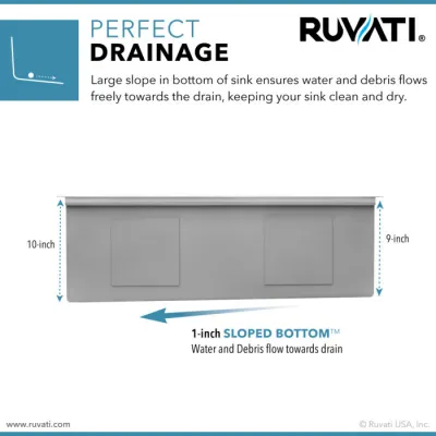 Ruvati Veniso 33-inch Workstation Slope Bottom Offset Drain Undermount 16 Gauge Kitchen Sink-RVH8591