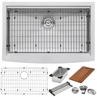 Ruvati Verona 33-inch Apron-front Workstation Farmhouse Kitchen Sink 16 Gauge Stainless Steel Single Bowl