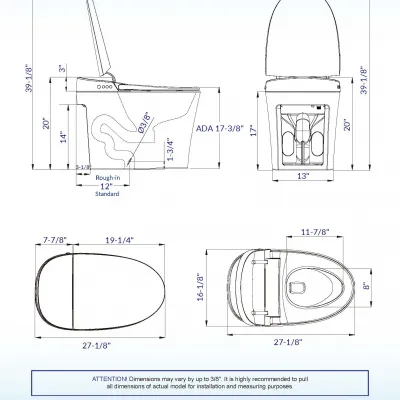 WOODBRIDGE Smart Bidet Tankless Toilet 