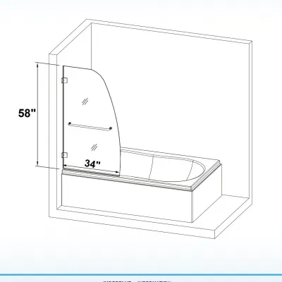 WOODBRIDGE Frameless Hinged Bathtub Shower, 5/16