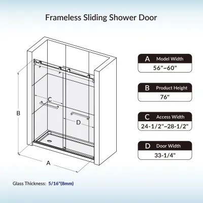 WOODBRIDGE Frameless Shower Doors 56-60