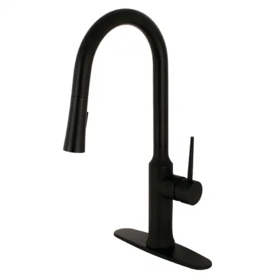 Kingston New York LS2720NYL Single-Handle Pull-Down Kitchen Faucet, Matte Black